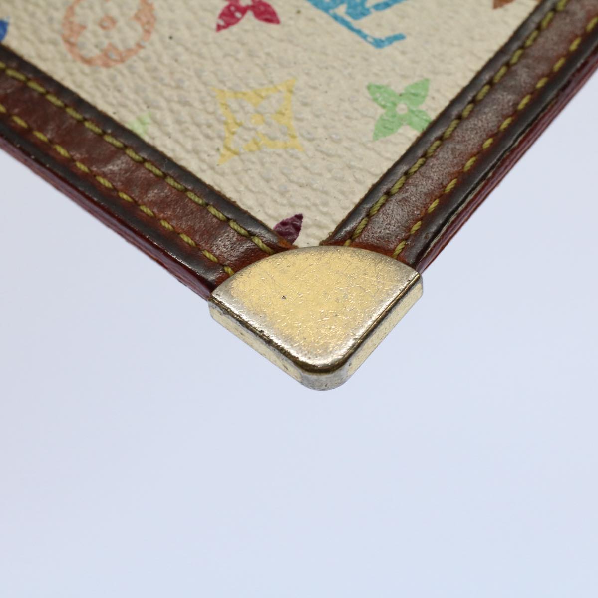 LOUIS VUITTON Monogram Multicolor Pochette Cles Purse White M92655 Auth 56609