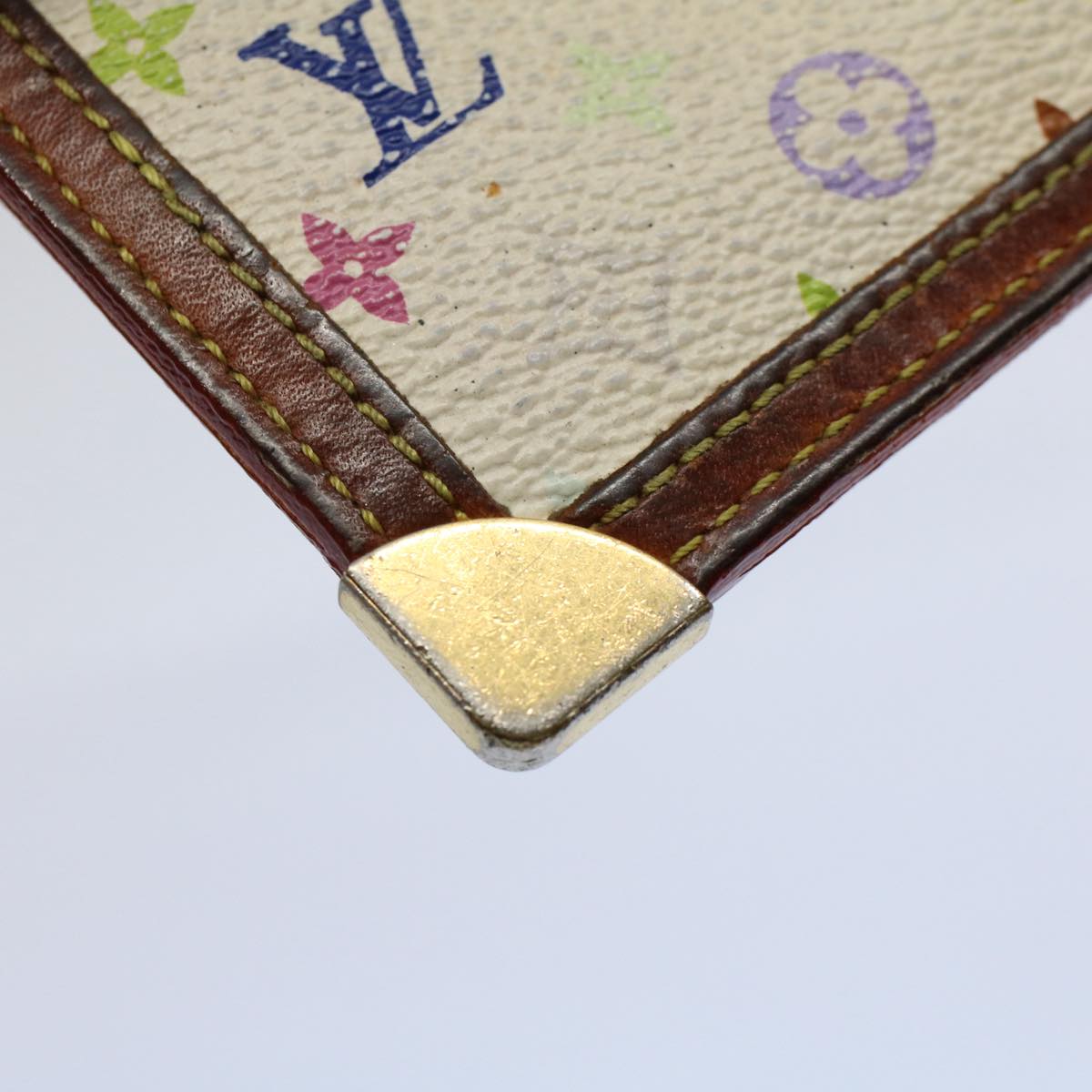 LOUIS VUITTON Monogram Multicolor Pochette Cles Purse White M92655 Auth 56609