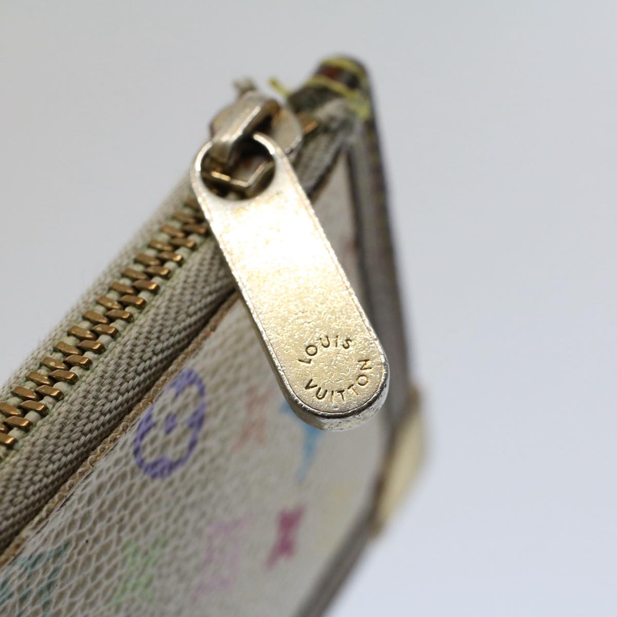 LOUIS VUITTON Monogram Multicolor Pochette Cles Purse White M92655 Auth 56609