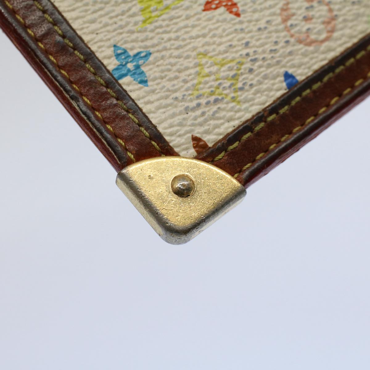 LOUIS VUITTON Monogram Multicolor Pochette Cles Purse White M92655 Auth 56609