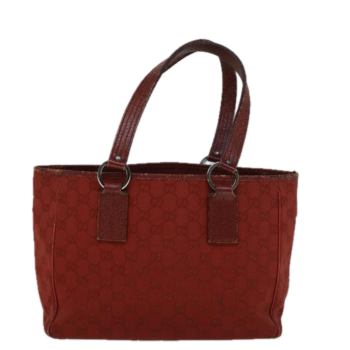 GUCCI GG Canvas Hand Bag Red 113019 Auth 56624