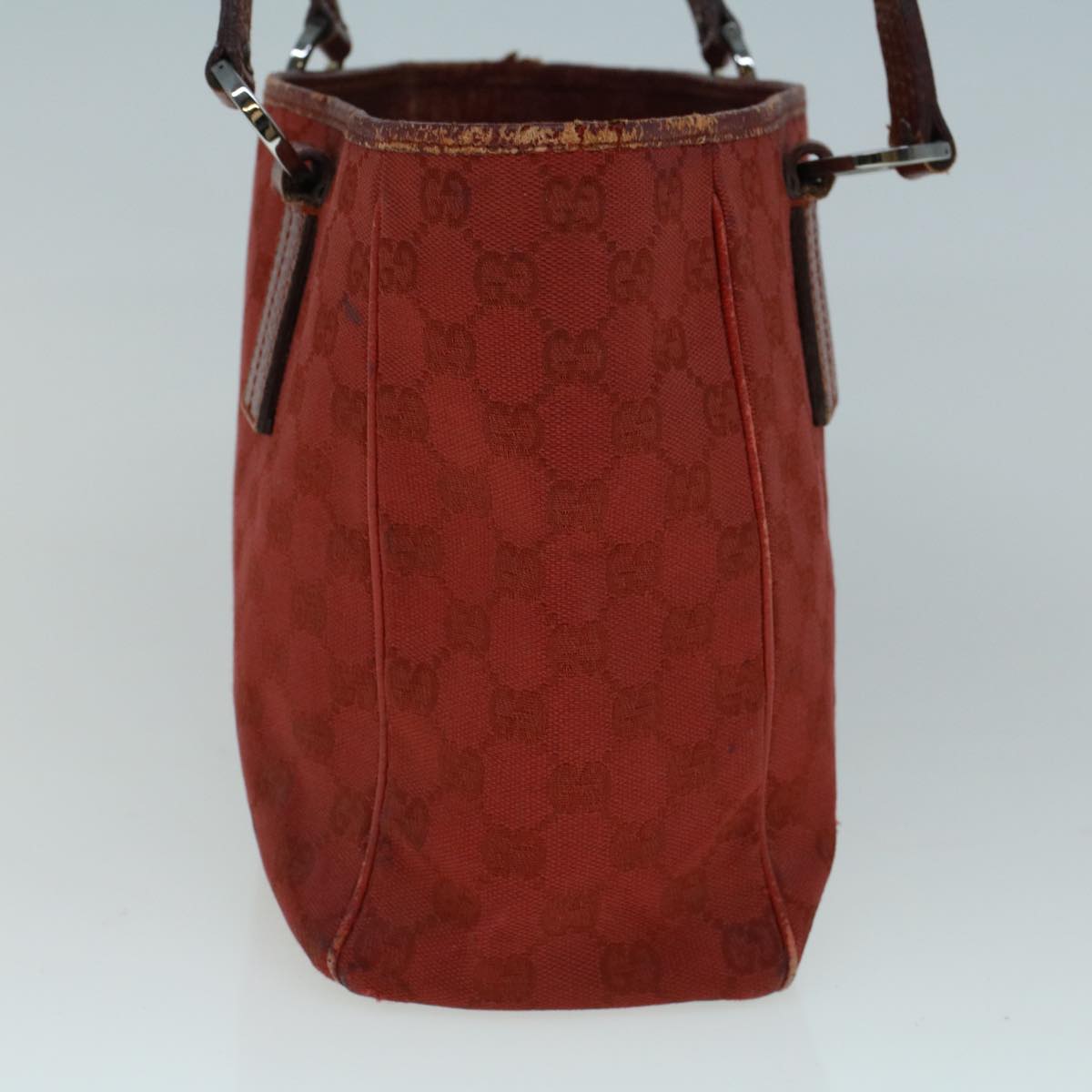 GUCCI GG Canvas Hand Bag Red 113019 Auth 56624