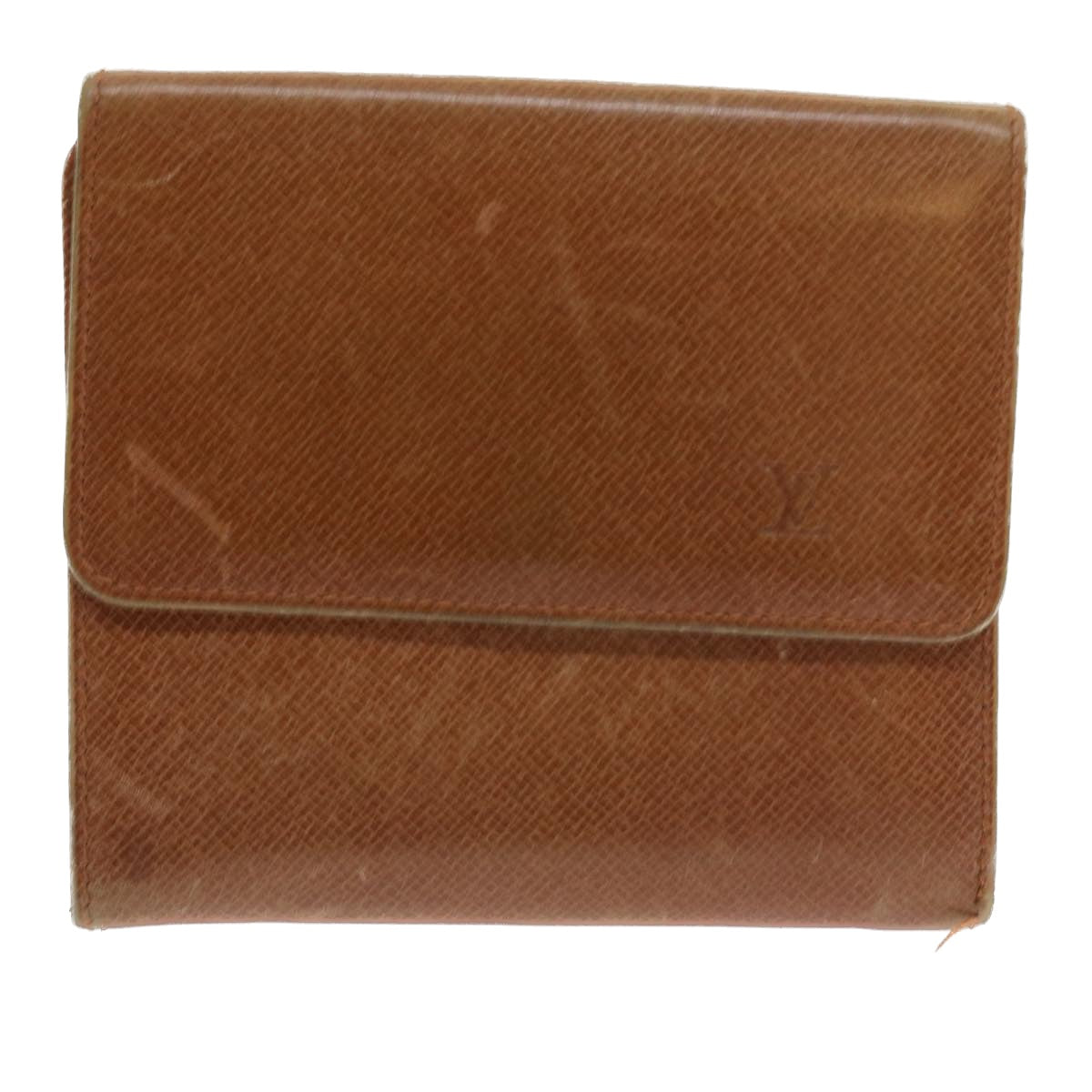 LOUIS VUITTON Bifold Wallet Leather Brown LV Auth 56641