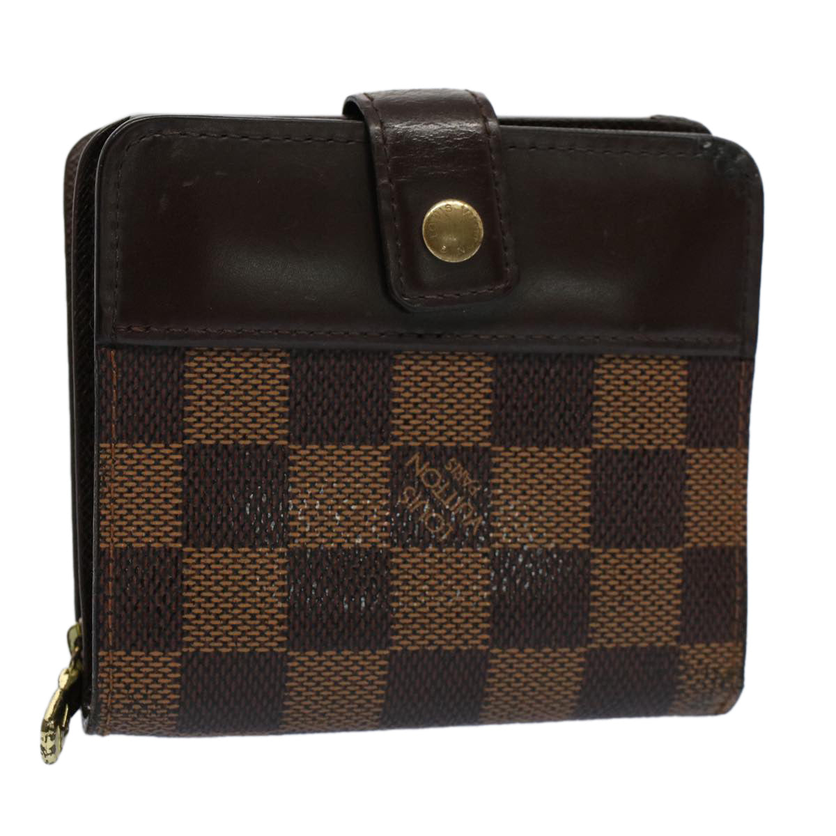 LOUIS VUITTON Damier Ebene Compact Zip Wallet N61668 LV Auth 56693