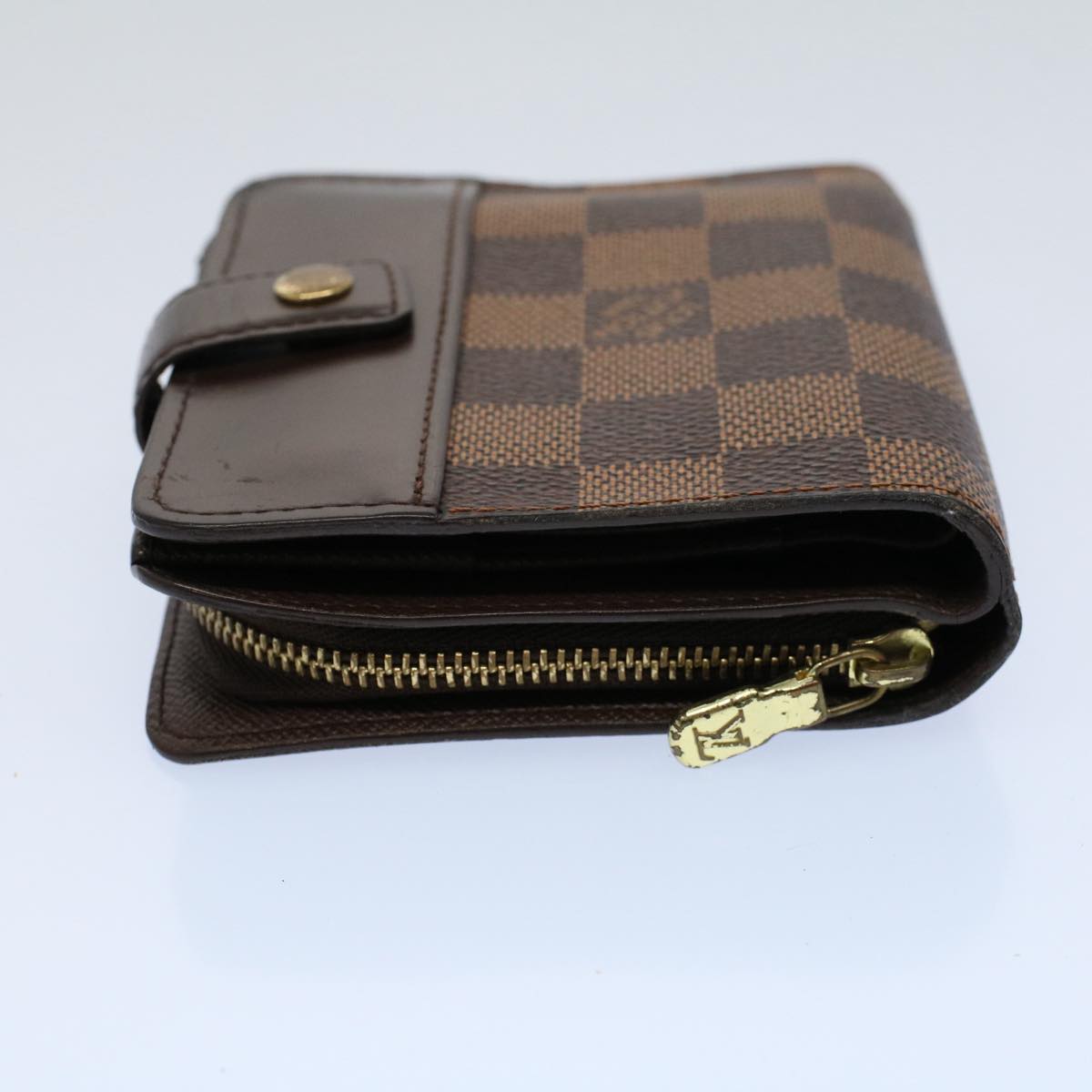 LOUIS VUITTON Damier Ebene Compact Zip Wallet N61668 LV Auth 56693