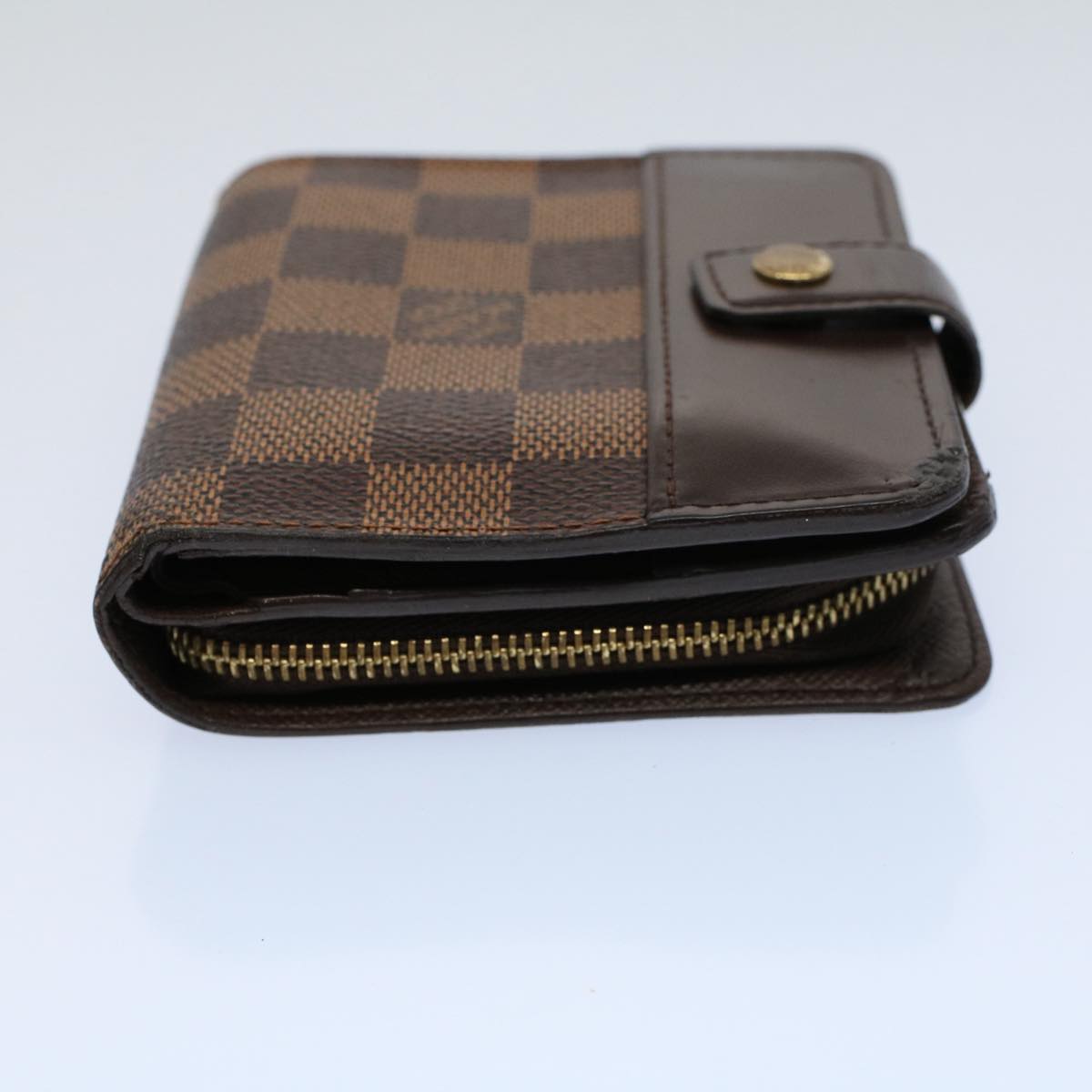 LOUIS VUITTON Damier Ebene Compact Zip Wallet N61668 LV Auth 56693