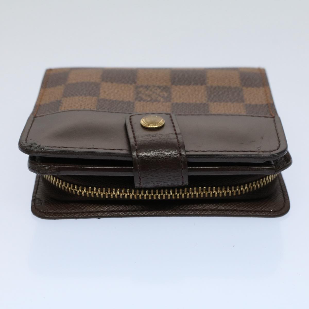 LOUIS VUITTON Damier Ebene Compact Zip Wallet N61668 LV Auth 56693