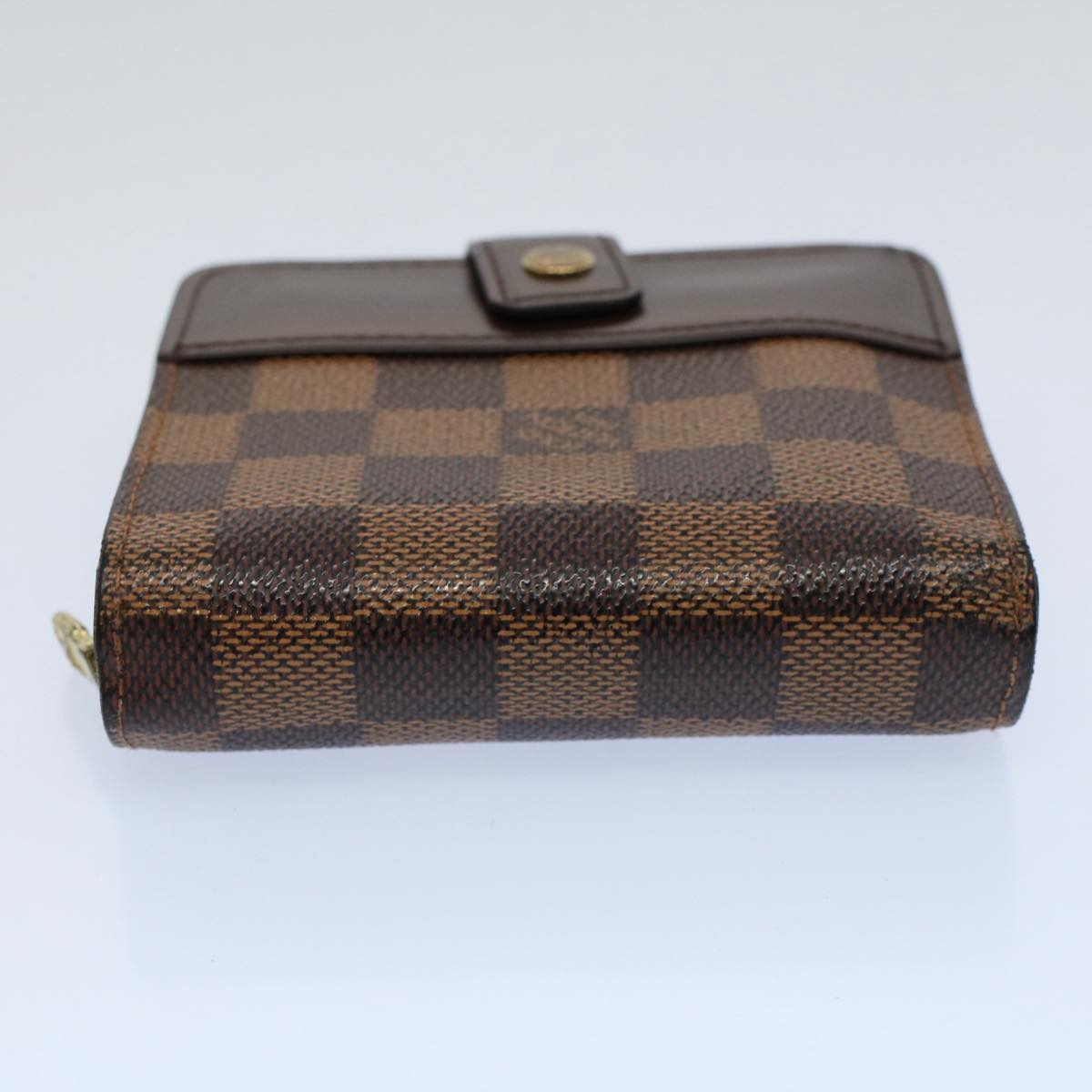 LOUIS VUITTON Damier Ebene Compact Zip Wallet N61668 LV Auth 56693