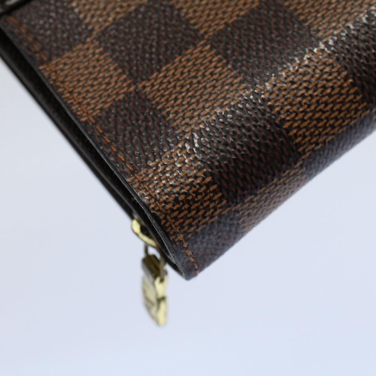 LOUIS VUITTON Damier Ebene Compact Zip Wallet N61668 LV Auth 56693