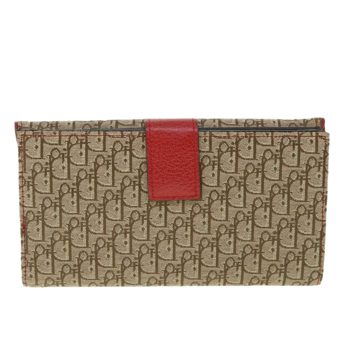 Christian Dior Trotter Canvas Rasta Color Long Wallet Beige Auth 56695