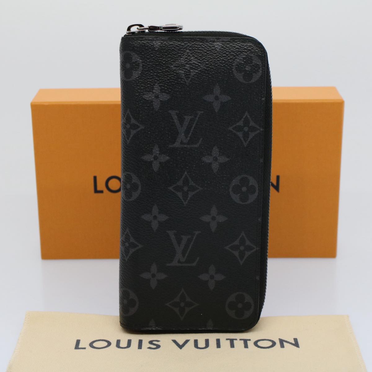 LOUIS VUITTON Monogram Eclipse Zippy Wallet Vertical Wallet M62295 Auth 56742