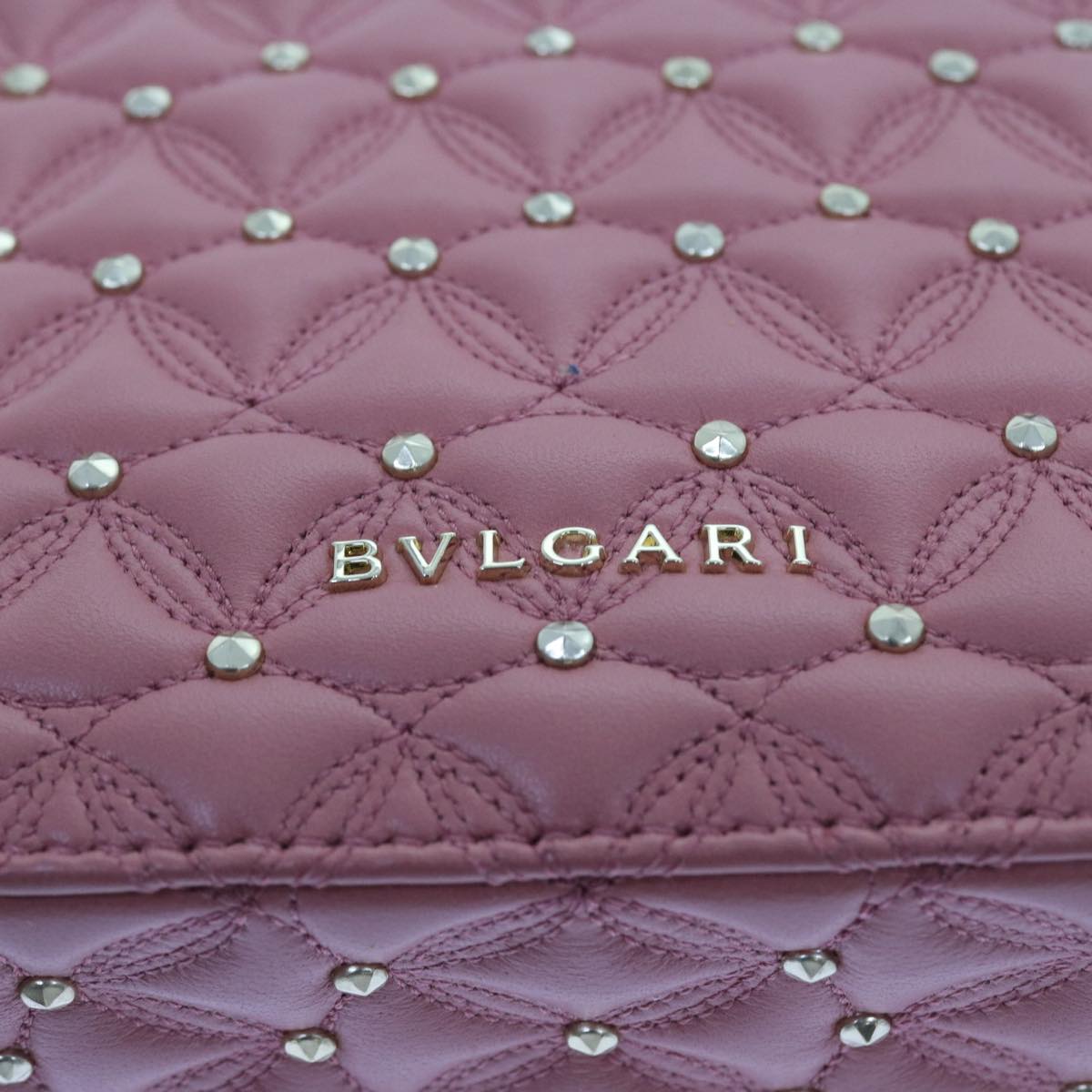 BVLGARI Shoulder Bag Leather Pink 385430 Auth 56753A