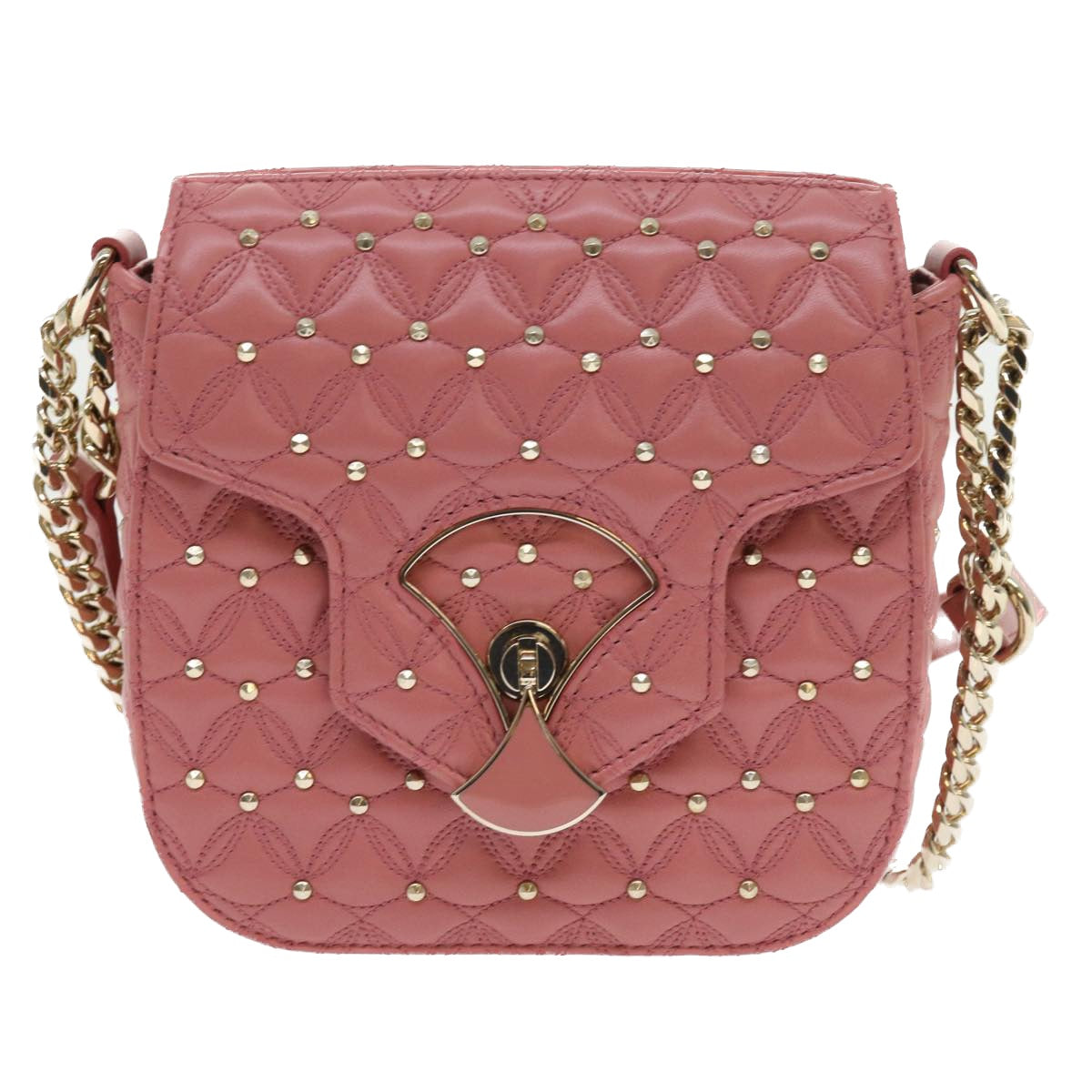 BVLGARI Shoulder Bag Leather Pink 385430 Auth 56753A