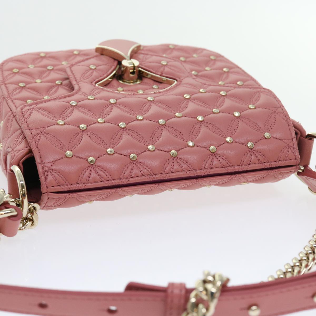 BVLGARI Shoulder Bag Leather Pink 385430 Auth 56753A