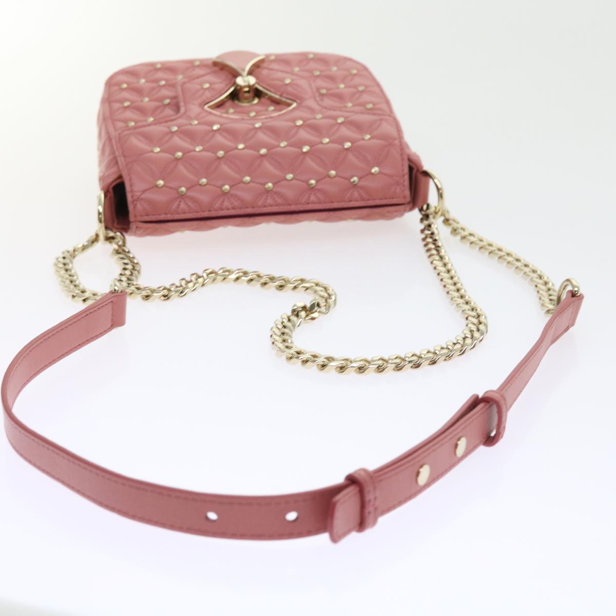 BVLGARI Shoulder Bag Leather Pink 385430 Auth 56753A