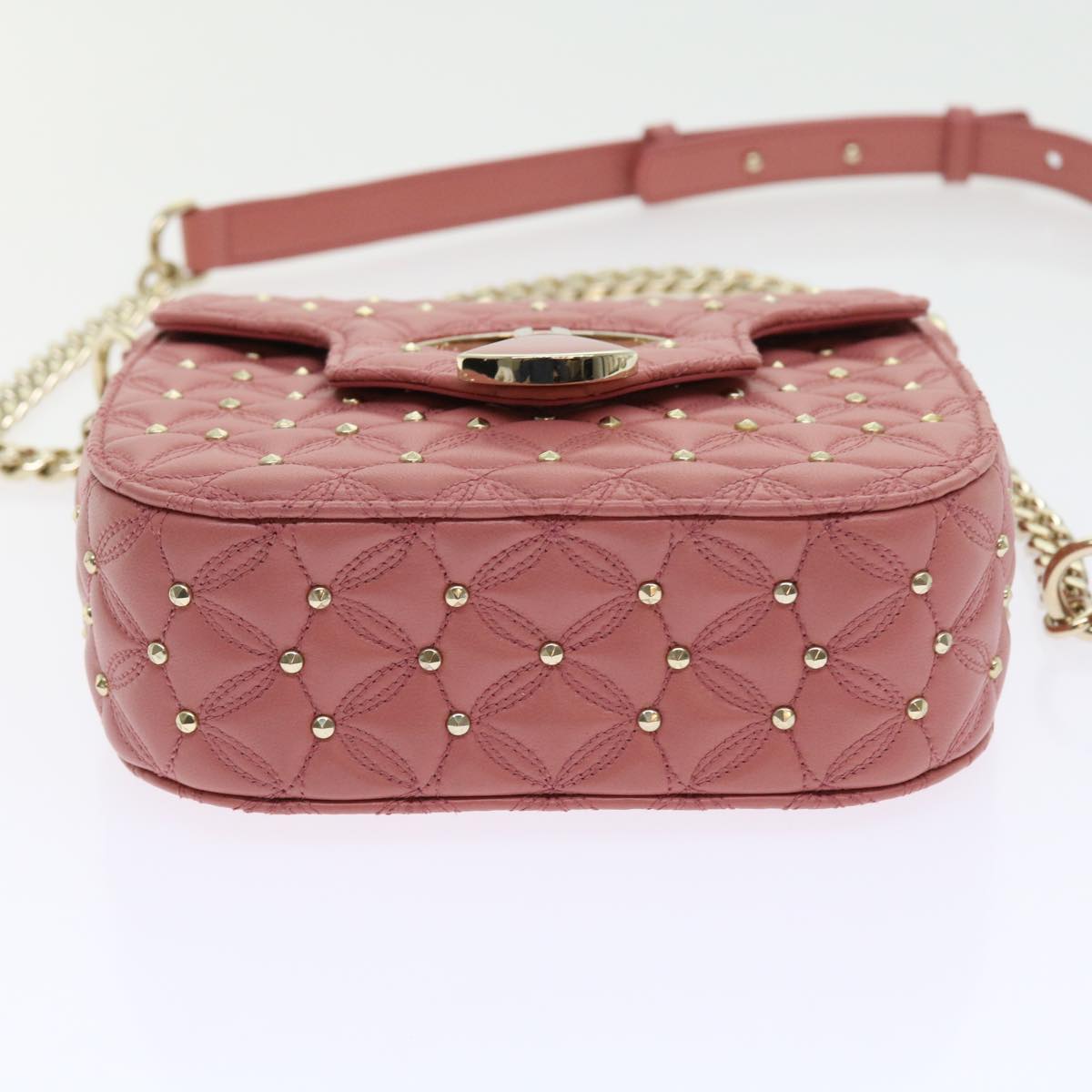 BVLGARI Shoulder Bag Leather Pink 385430 Auth 56753A