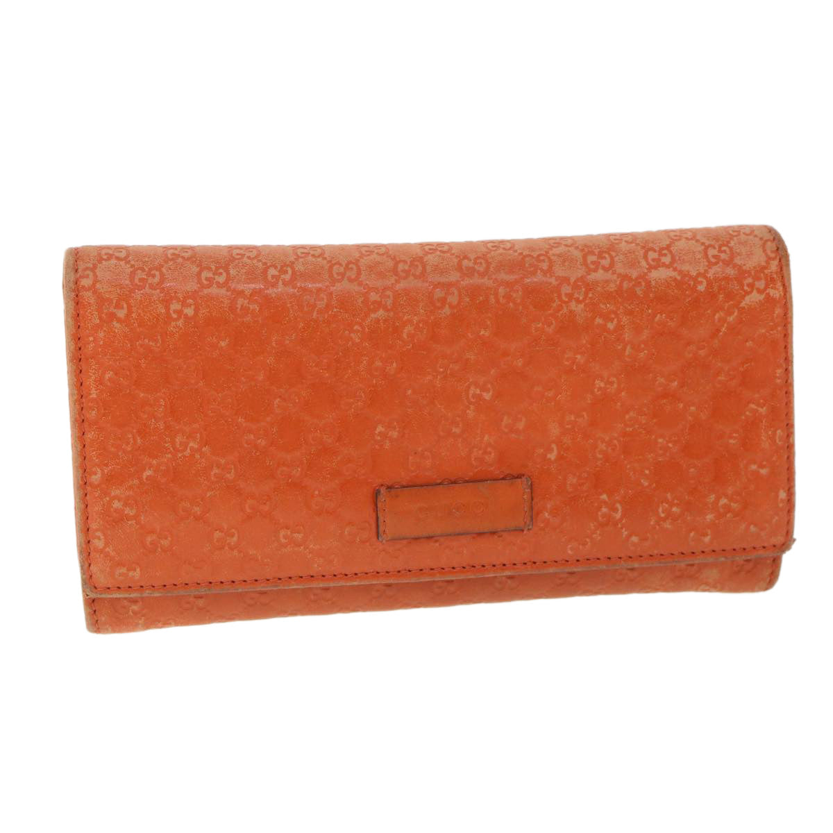 GUCCI Micro GG Canvas Long Wallet Orange 449396 Auth 56789