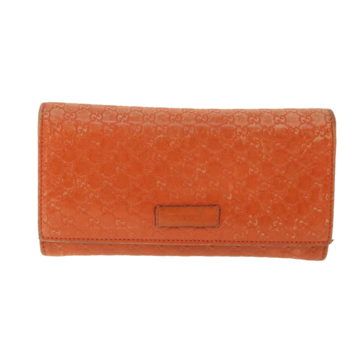 GUCCI Micro GG Canvas Long Wallet Orange 449396 Auth 56789