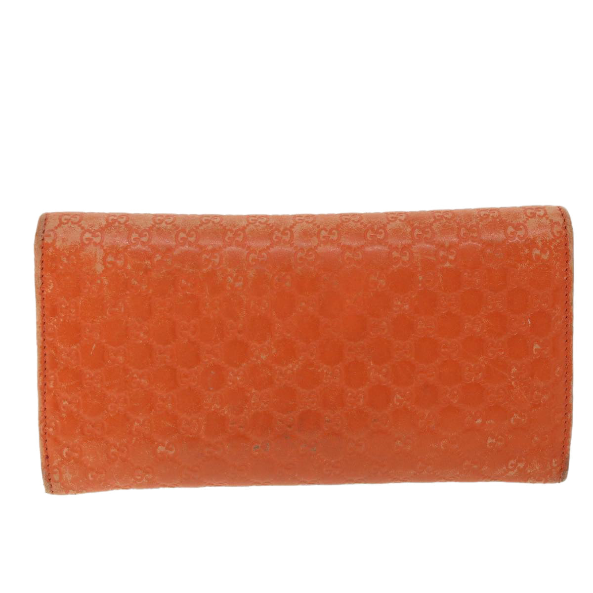 GUCCI Micro GG Canvas Long Wallet Orange 449396 Auth 56789