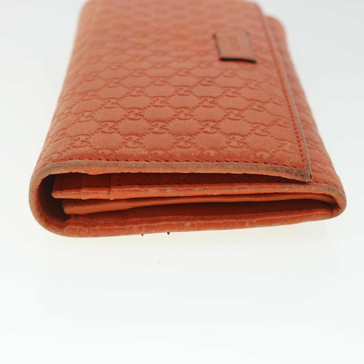 GUCCI Micro GG Canvas Long Wallet Orange 449396 Auth 56789