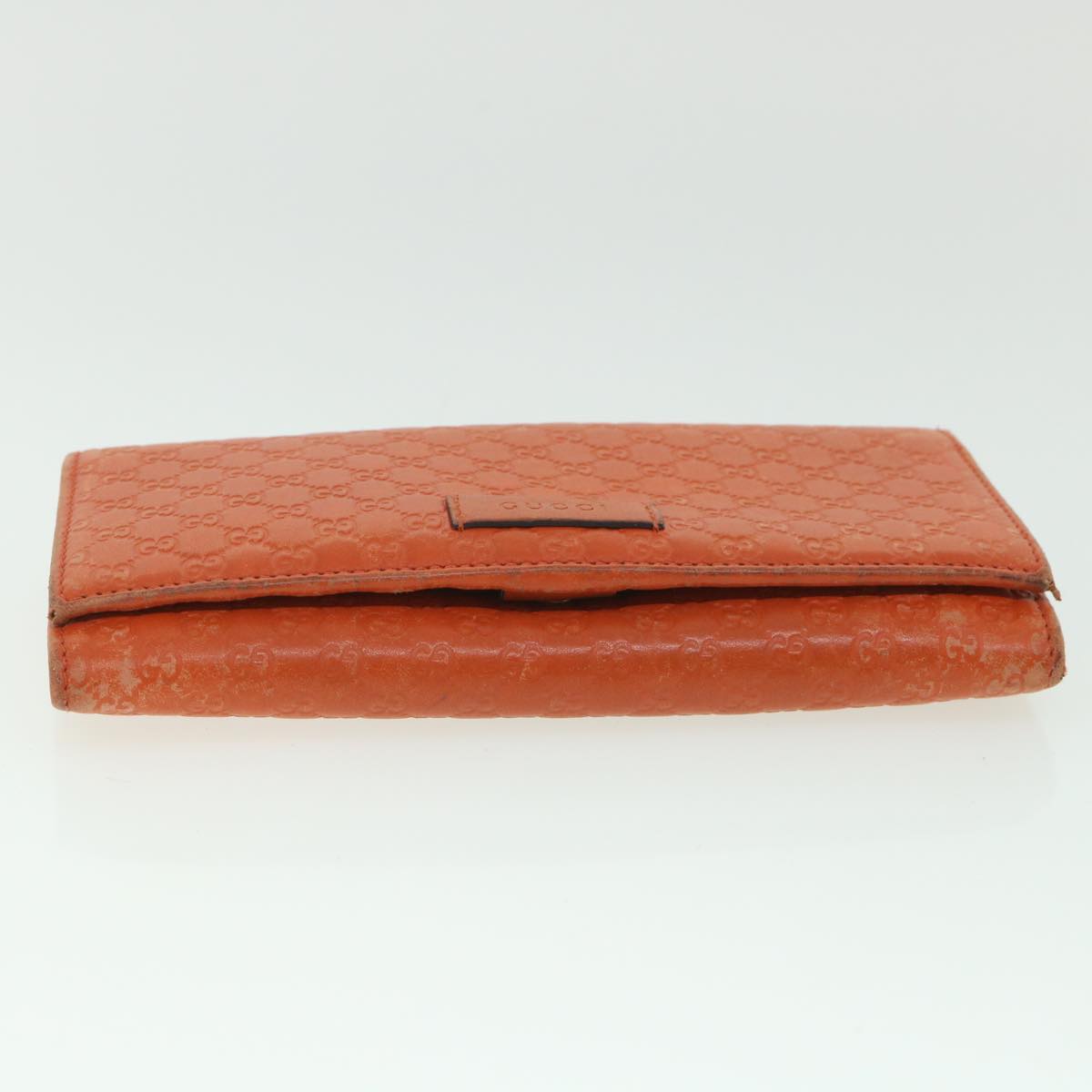 GUCCI Micro GG Canvas Long Wallet Orange 449396 Auth 56789