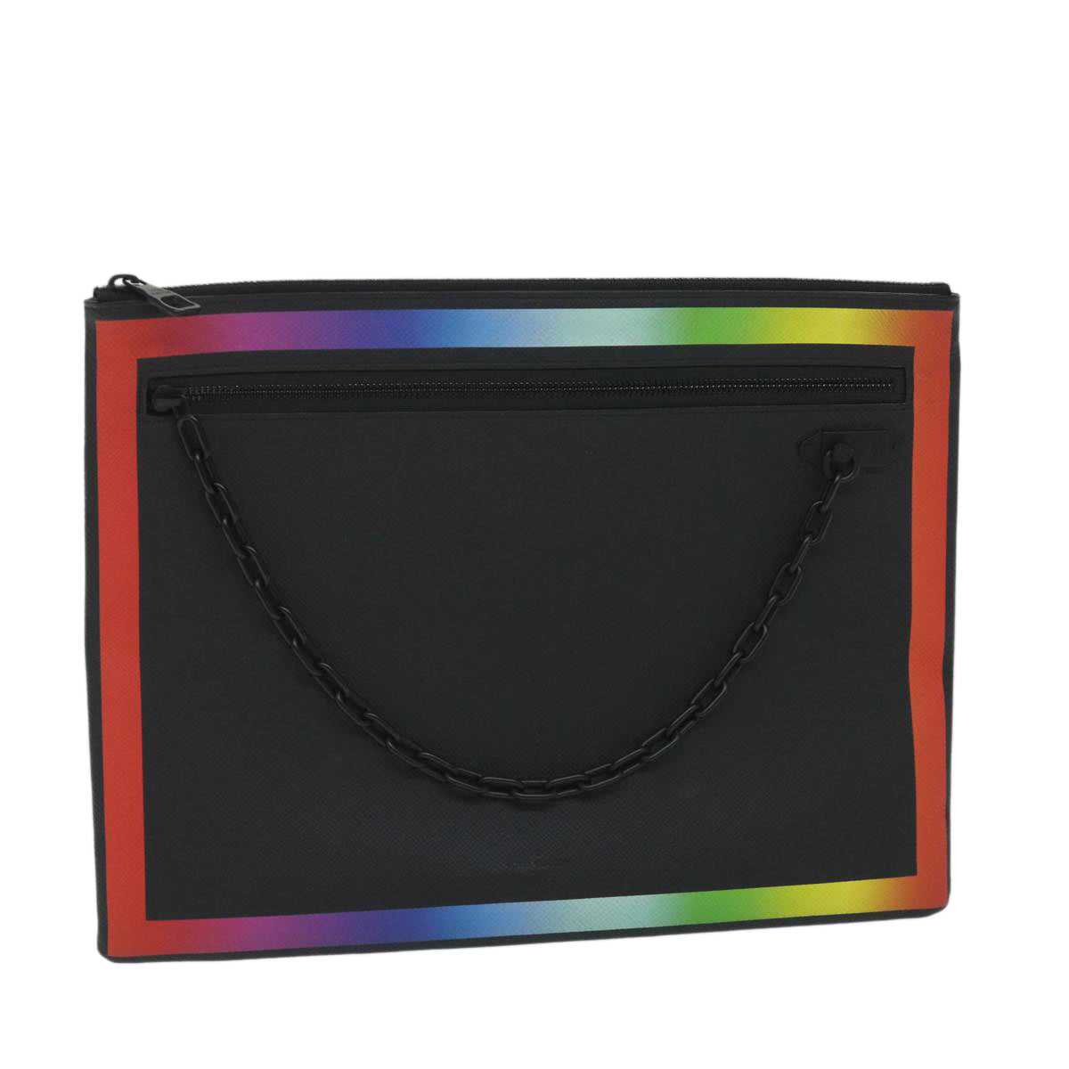 LOUIS VUITTON Taiga Rainbow Chain Pochette A4 Bag Black M30347 LV Auth 56795A