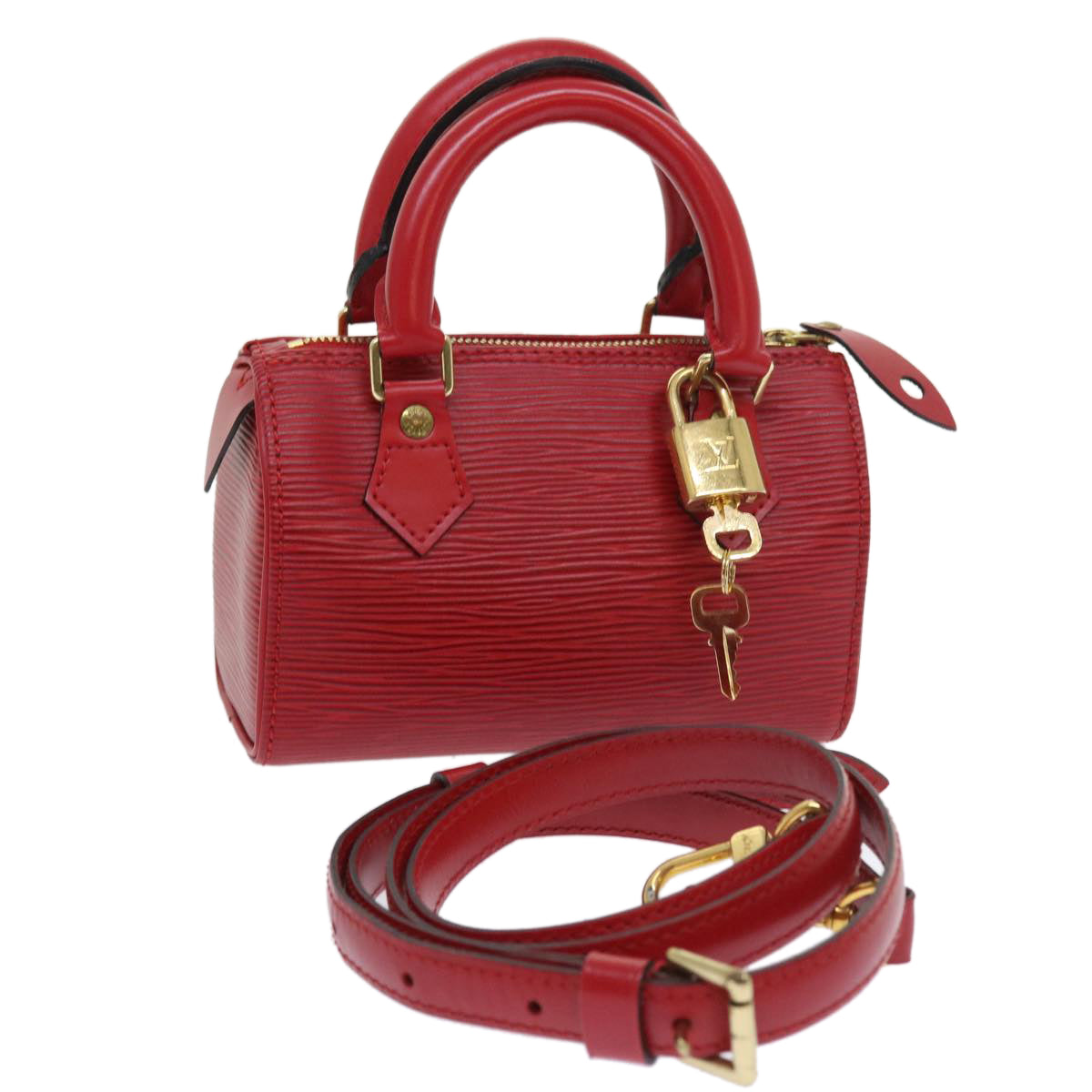 LOUIS VUITTON Epi Mini Speedy Hand Bag SPO 2way Red LV Auth 56797SM