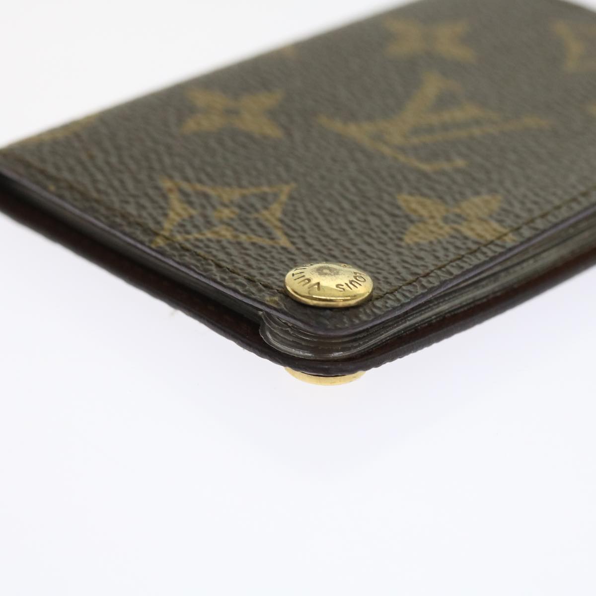 LOUIS VUITTON Monogram Porte Cartes Credit Pression Card Case M60937 Auth 56813