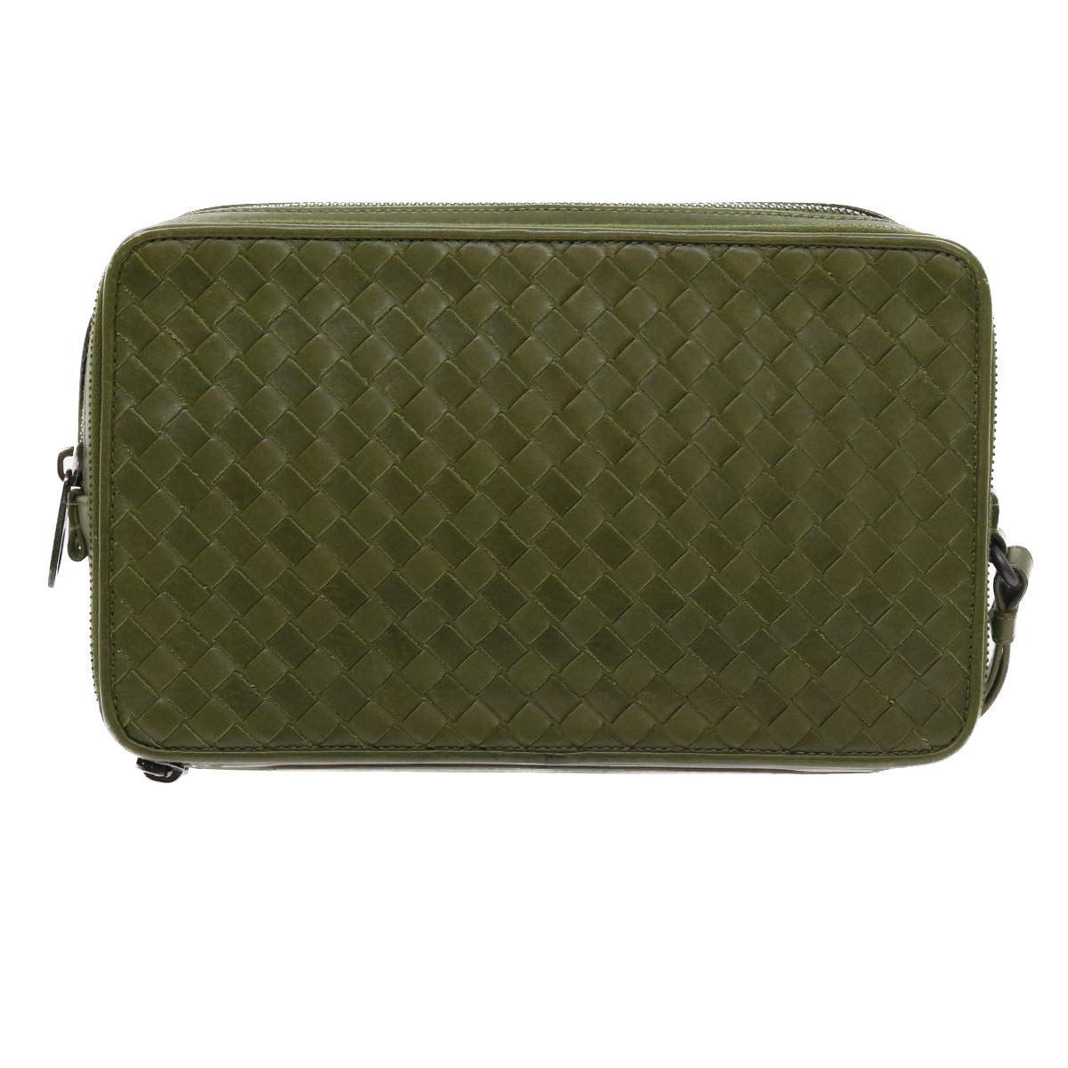 BOTTEGAVENETA INTRECCIATO Clutch Bag Leather Green Auth 56877