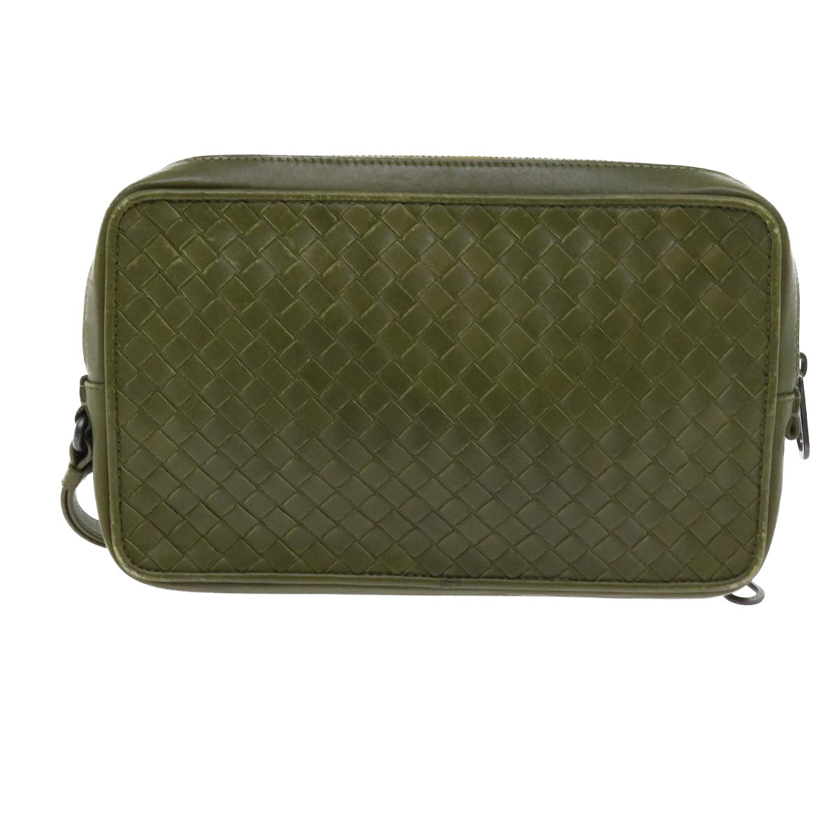 BOTTEGAVENETA INTRECCIATO Clutch Bag Leather Green Auth 56877