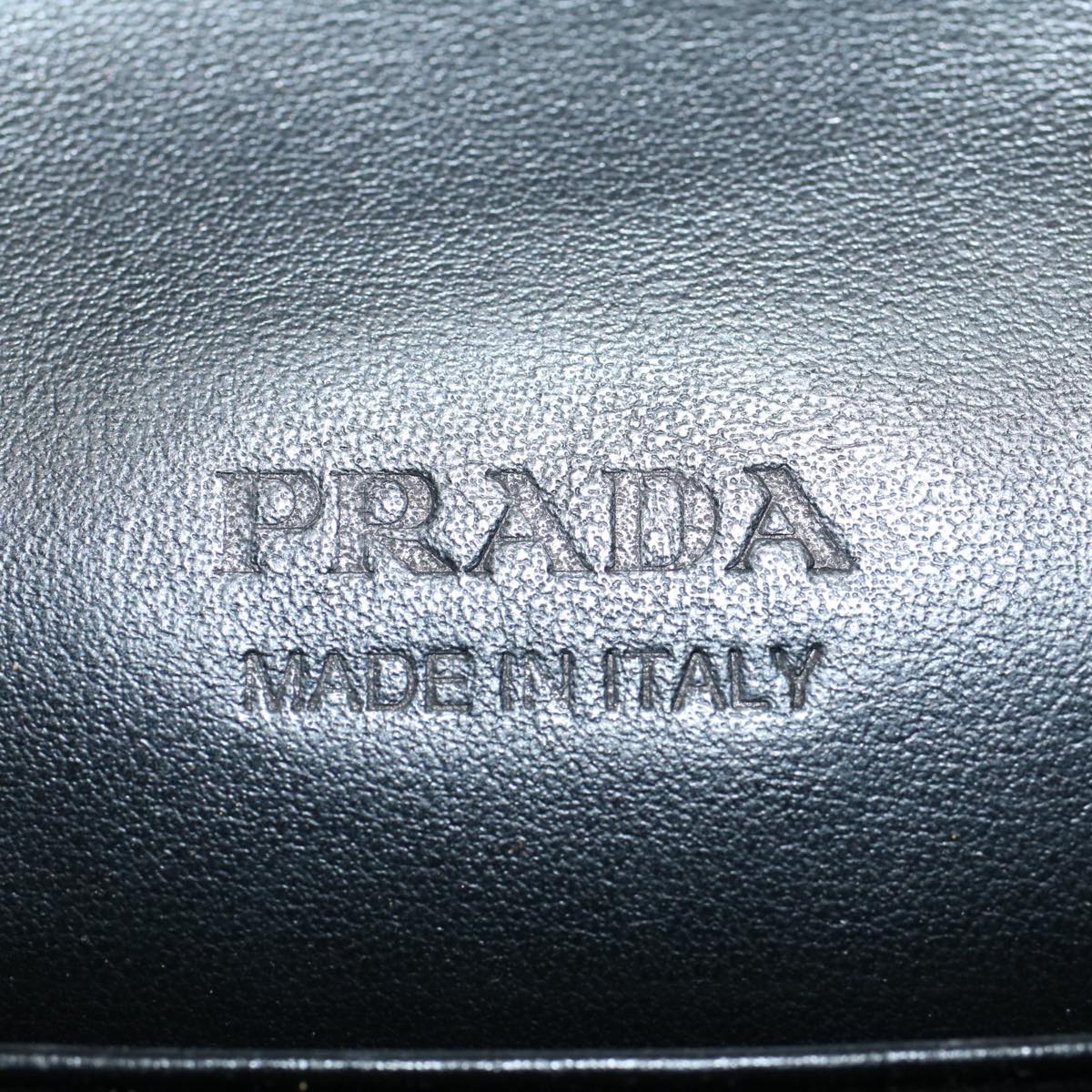 PRADA VITELLO COMICS Clutch Bag Leather Black White Auth 56942