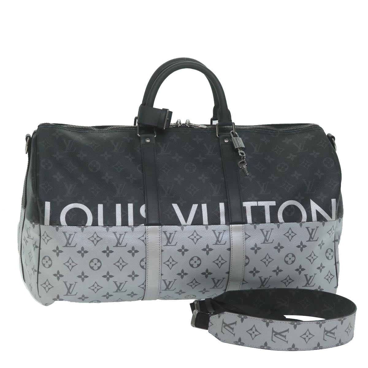 LOUIS VUITTON Eclipse Split Keepall Bandouliere 50 Boston Bag M43817 Auth 57012A