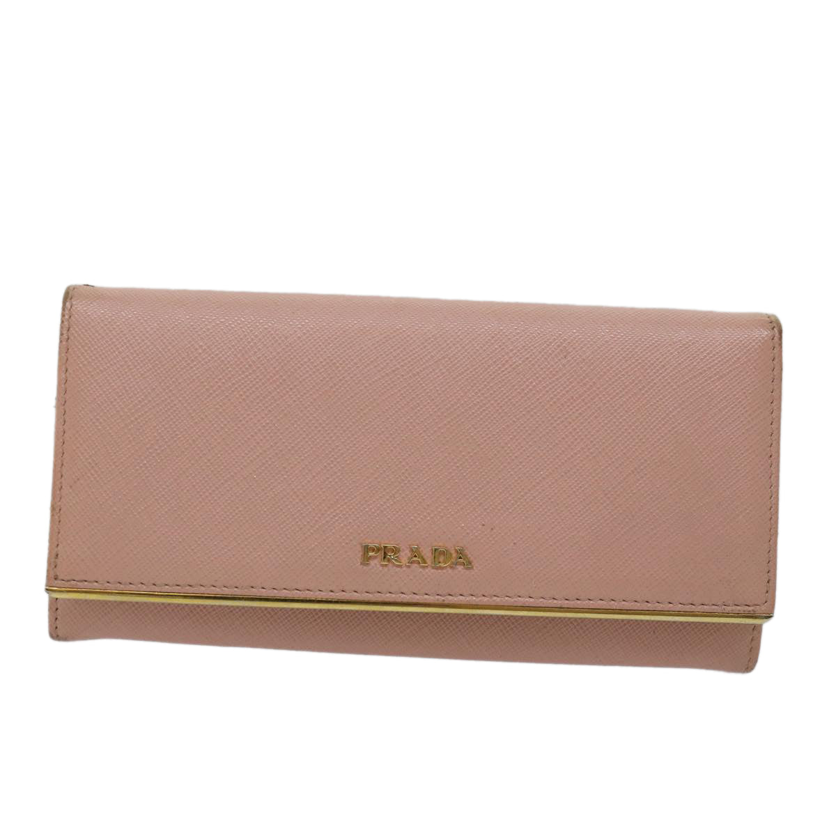 PRADA Long Wallet Safiano leather Pink Auth 57080