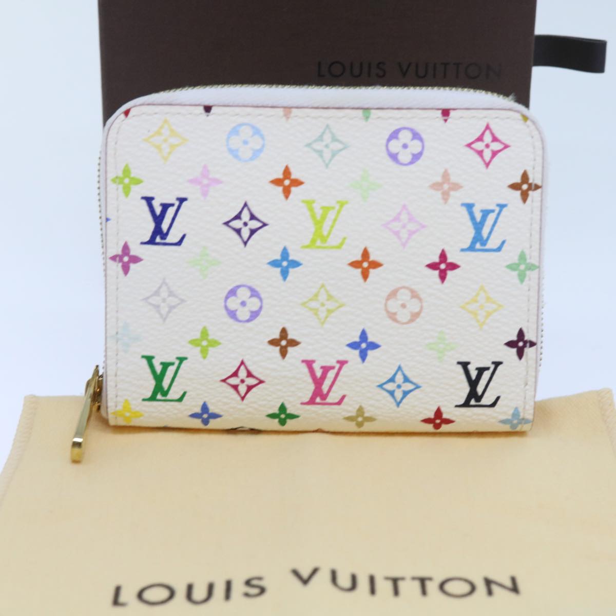 LOUIS VUITTON Monogram Multicolor Zippy Coin Purse White M66548 LV Auth 57138