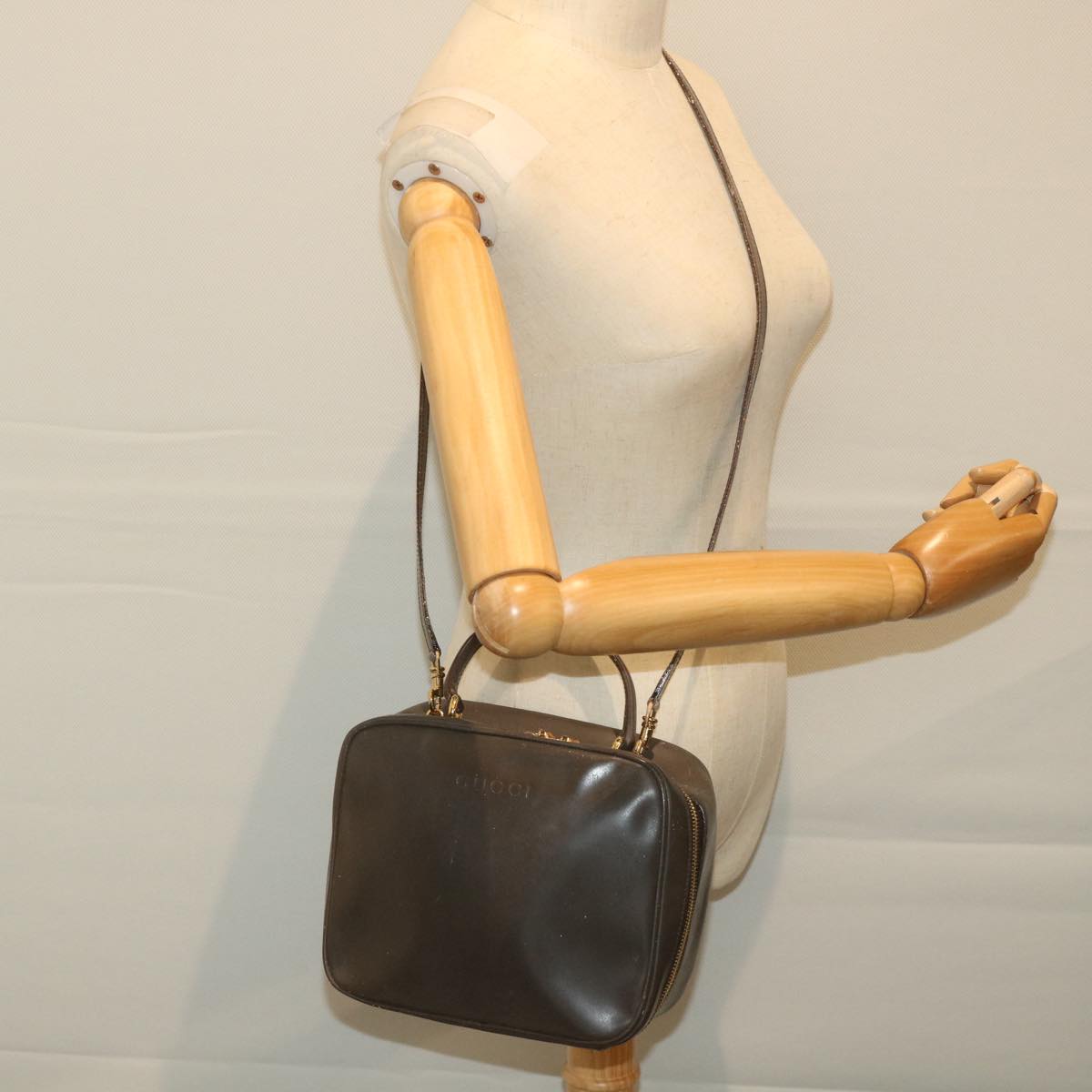 GUCCI Bamboo Hand Bag Patent leather 2way Brown 000 270 0323 Auth 57547