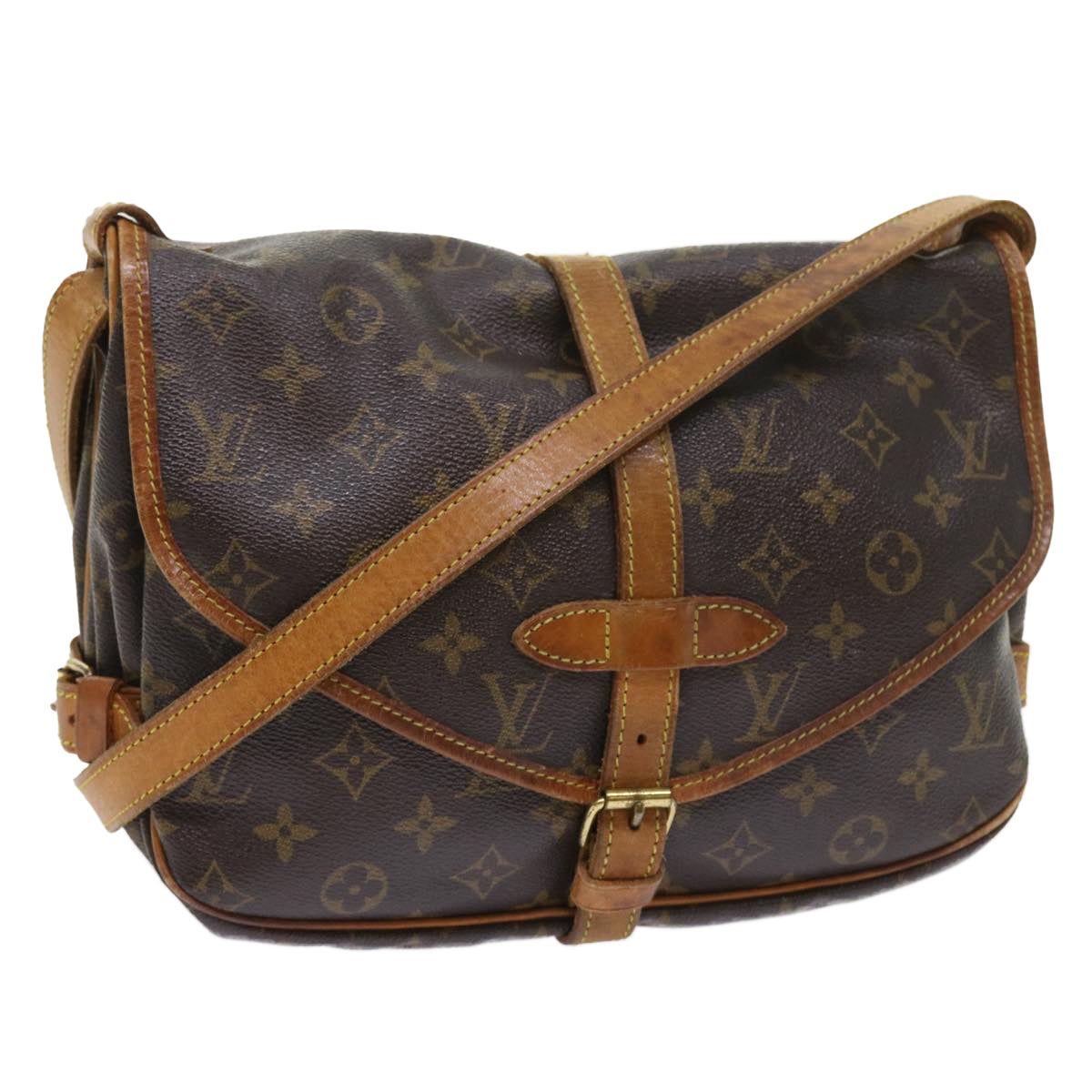 LOUIS VUITTON Monogram Saumur 30 Shoulder Bag M42256 LV Auth 57662