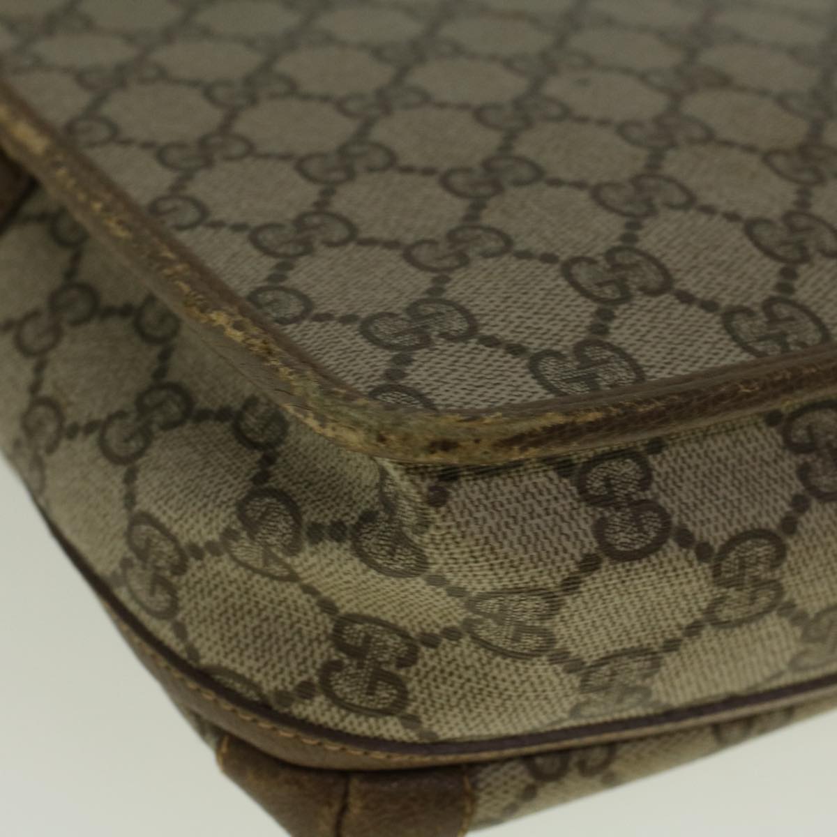 GUCCI GG Canvas Shoulder Bag PVC Leather Beige Auth 57669