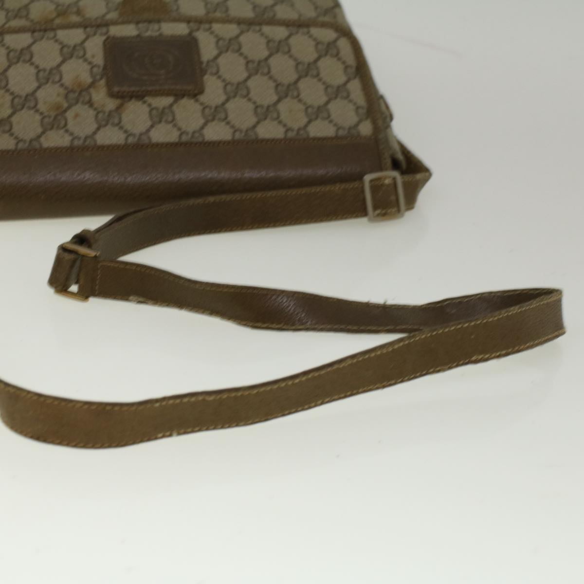 GUCCI GG Canvas Shoulder Bag PVC Leather Beige Auth 57669