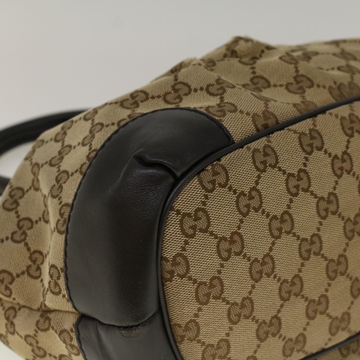 GUCCI GG Canvas Hand Bag 2way Beige 247902 Auth 57777