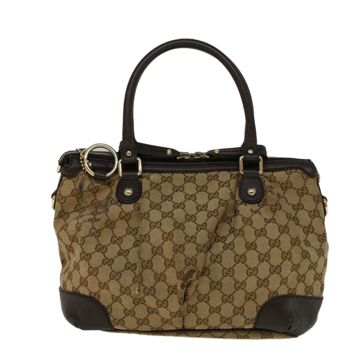 GUCCI GG Canvas Hand Bag 2way Beige 247902 Auth 57777