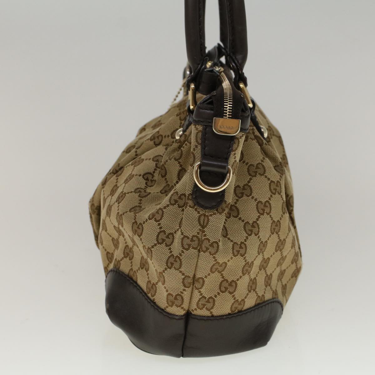 GUCCI GG Canvas Hand Bag 2way Beige 247902 Auth 57777