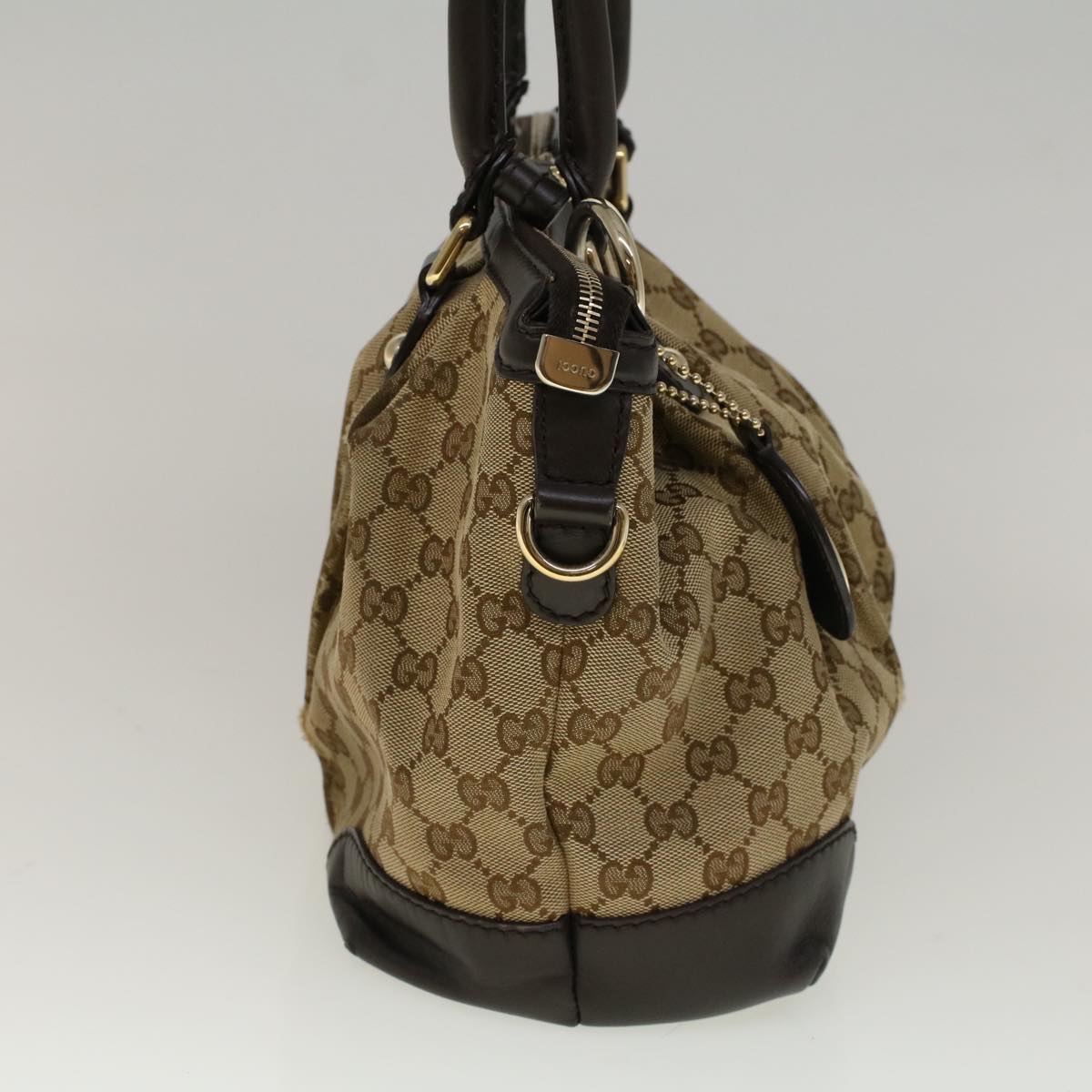 GUCCI GG Canvas Hand Bag 2way Beige 247902 Auth 57777