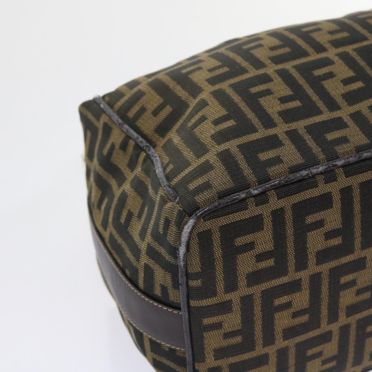 FENDI Zucca Canvas Vanity Cosmetic Pouch Black Brown Auth 57793