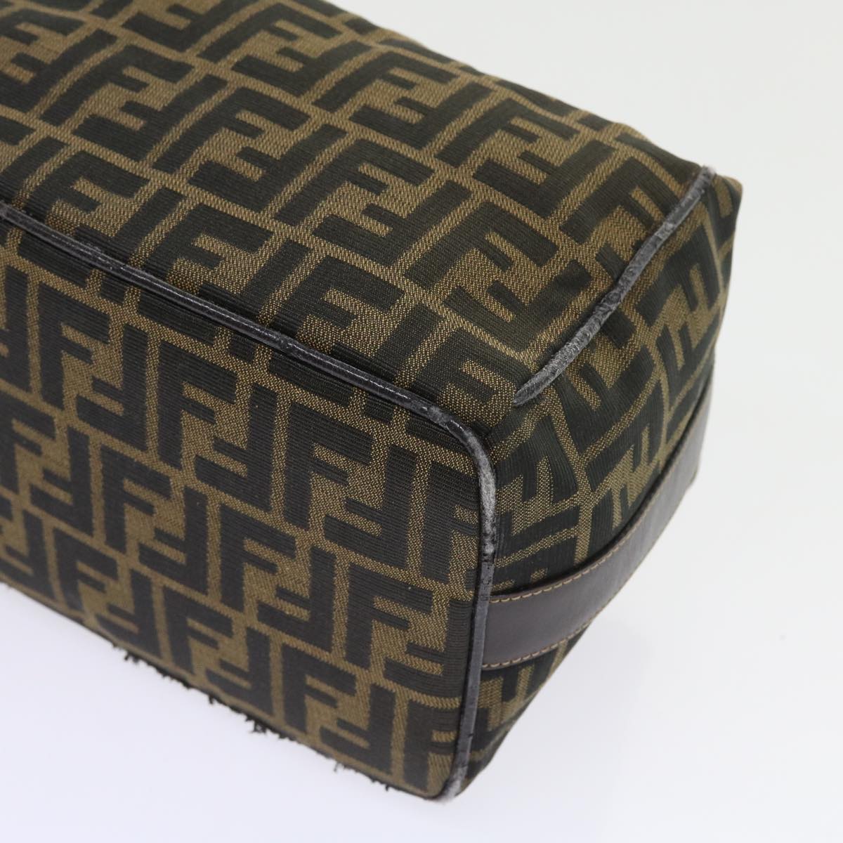 FENDI Zucca Canvas Vanity Cosmetic Pouch Black Brown Auth 57793