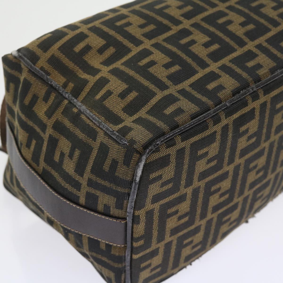 FENDI Zucca Canvas Vanity Cosmetic Pouch Black Brown Auth 57793