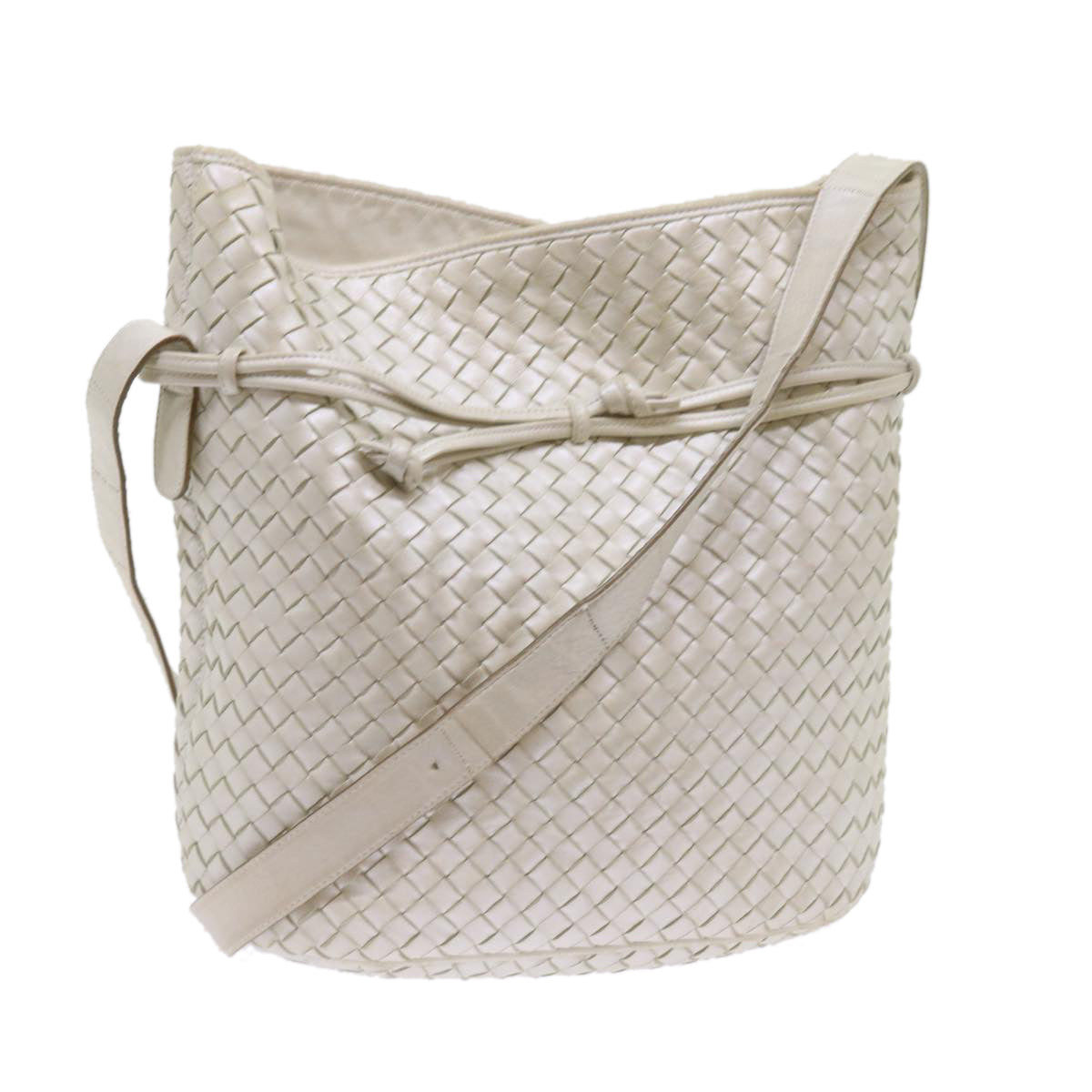 BOTTEGAVENETA INTRECCIATO Shoulder Bag Leather White Auth 57834