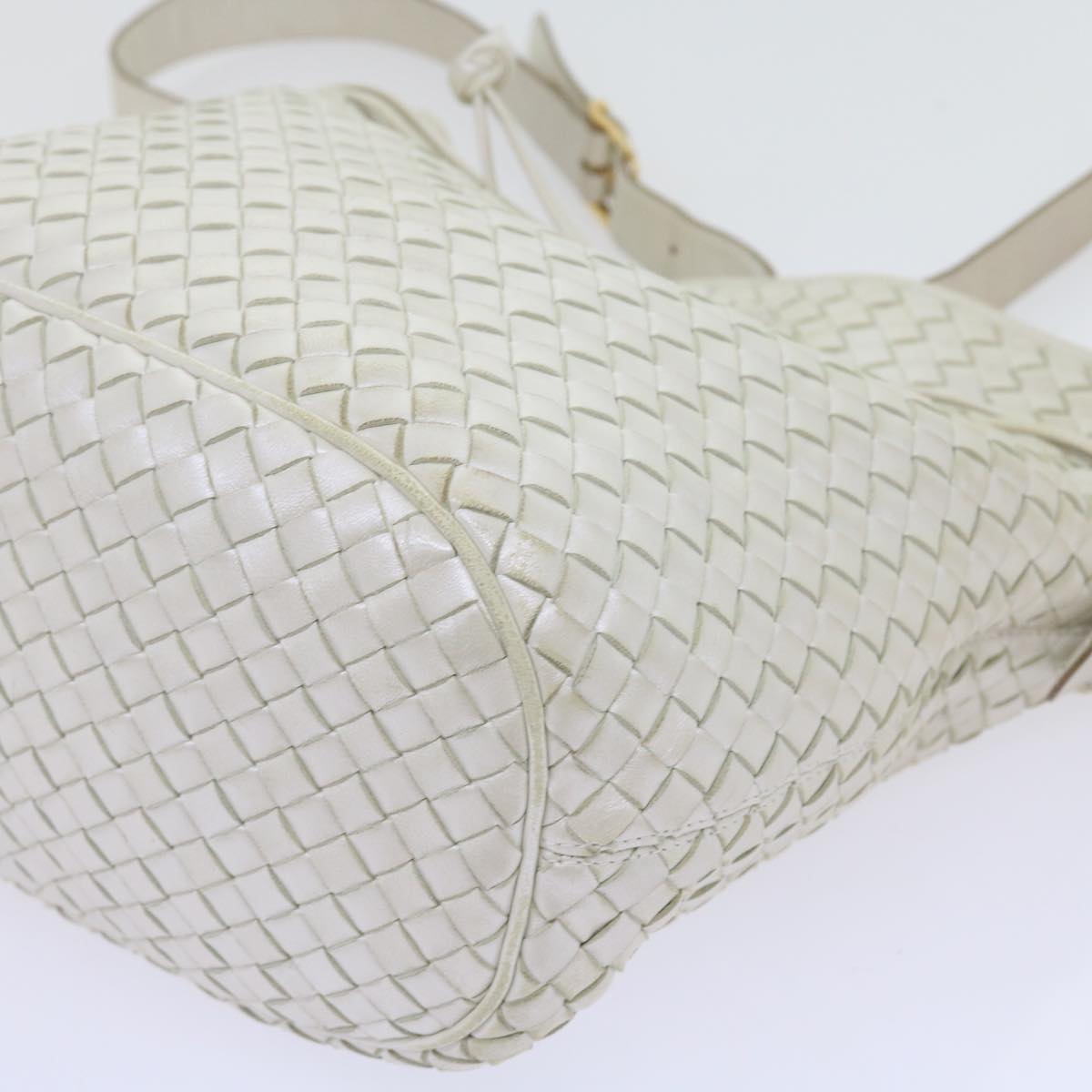 BOTTEGAVENETA INTRECCIATO Shoulder Bag Leather White Auth 57834