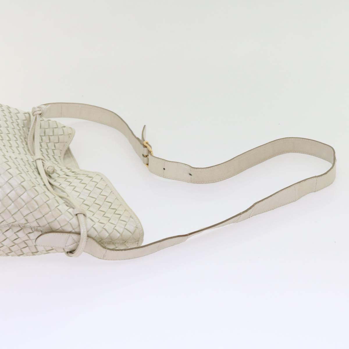 BOTTEGAVENETA INTRECCIATO Shoulder Bag Leather White Auth 57834