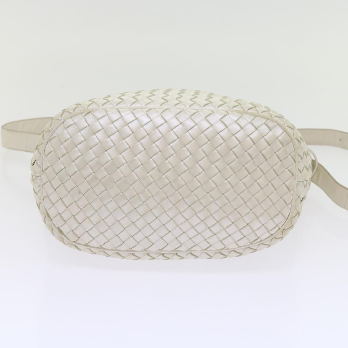 BOTTEGAVENETA INTRECCIATO Shoulder Bag Leather White Auth 57834