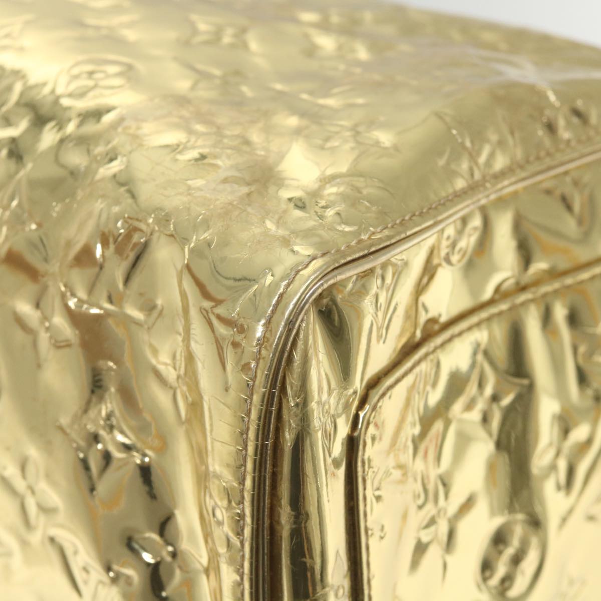 LOUIS VUITTON Monogram Miroir Keepall 55 Boston Bag Gold LV Auth 57842SM